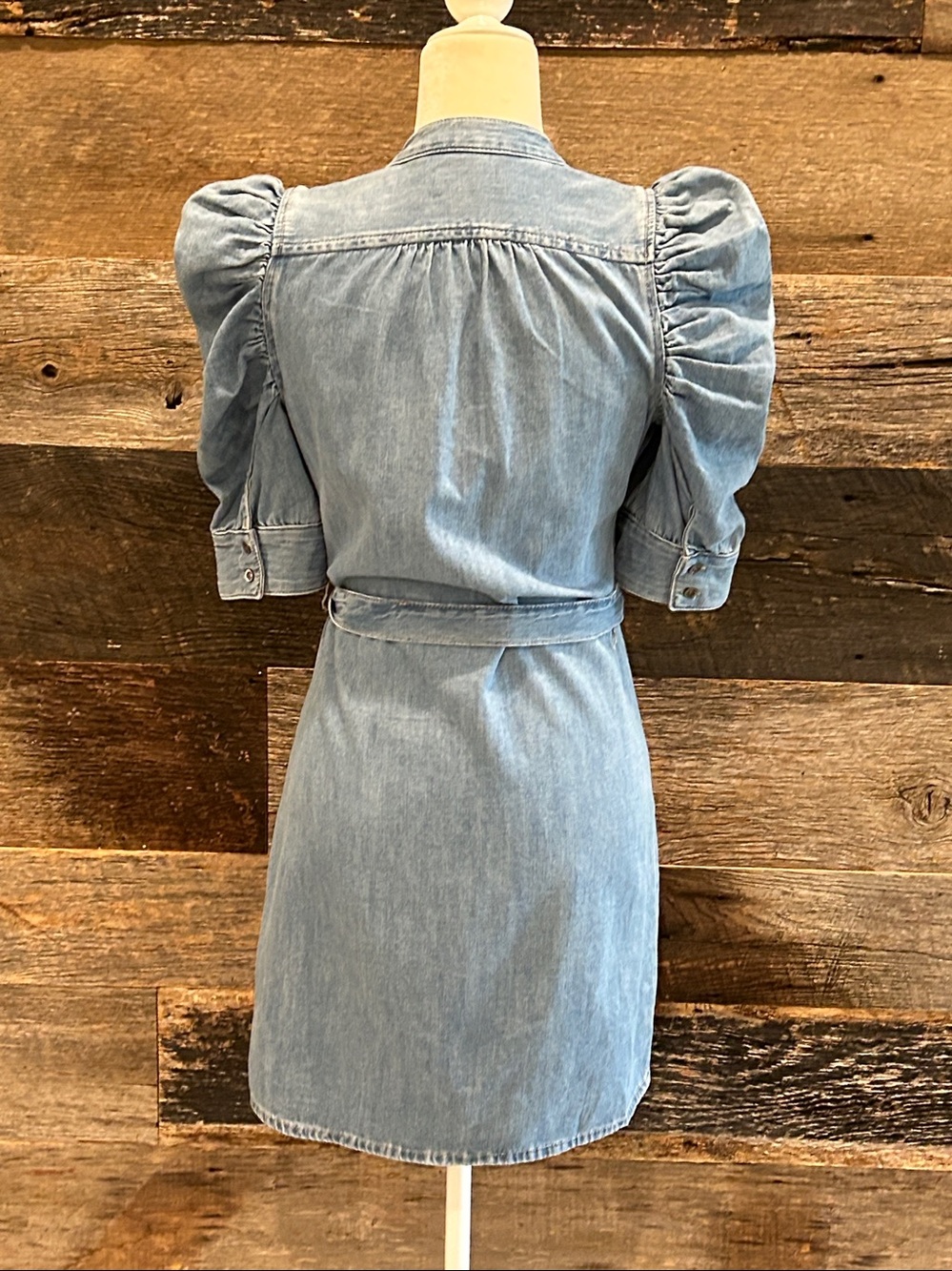 Frame Gillian Denim Short Puff Sleeve Mini Denim Dress. XS - Picture 5 of 9